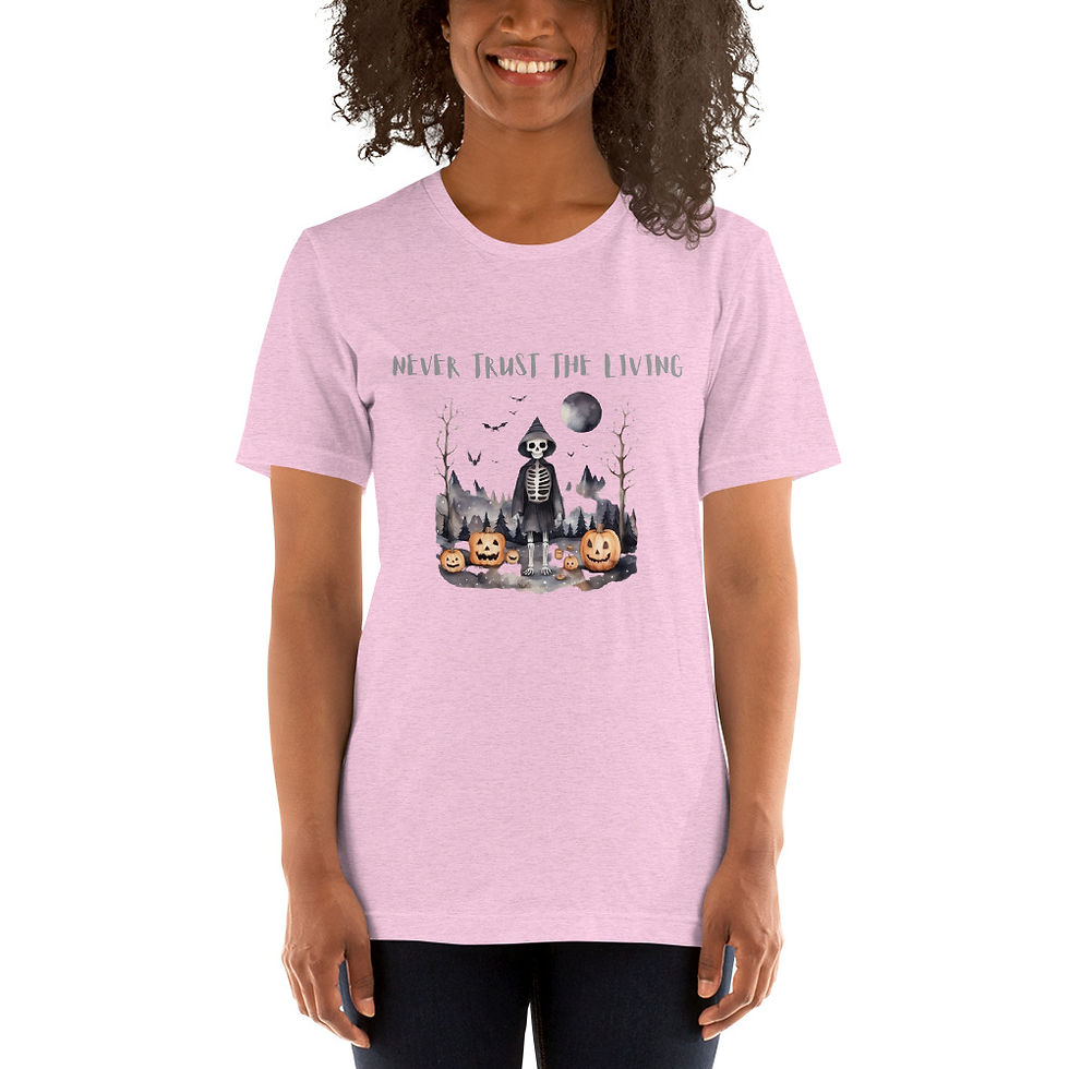 Thumbnail: Artistic T-shirt Never Trust the Living Halloween theme Unisex Tee