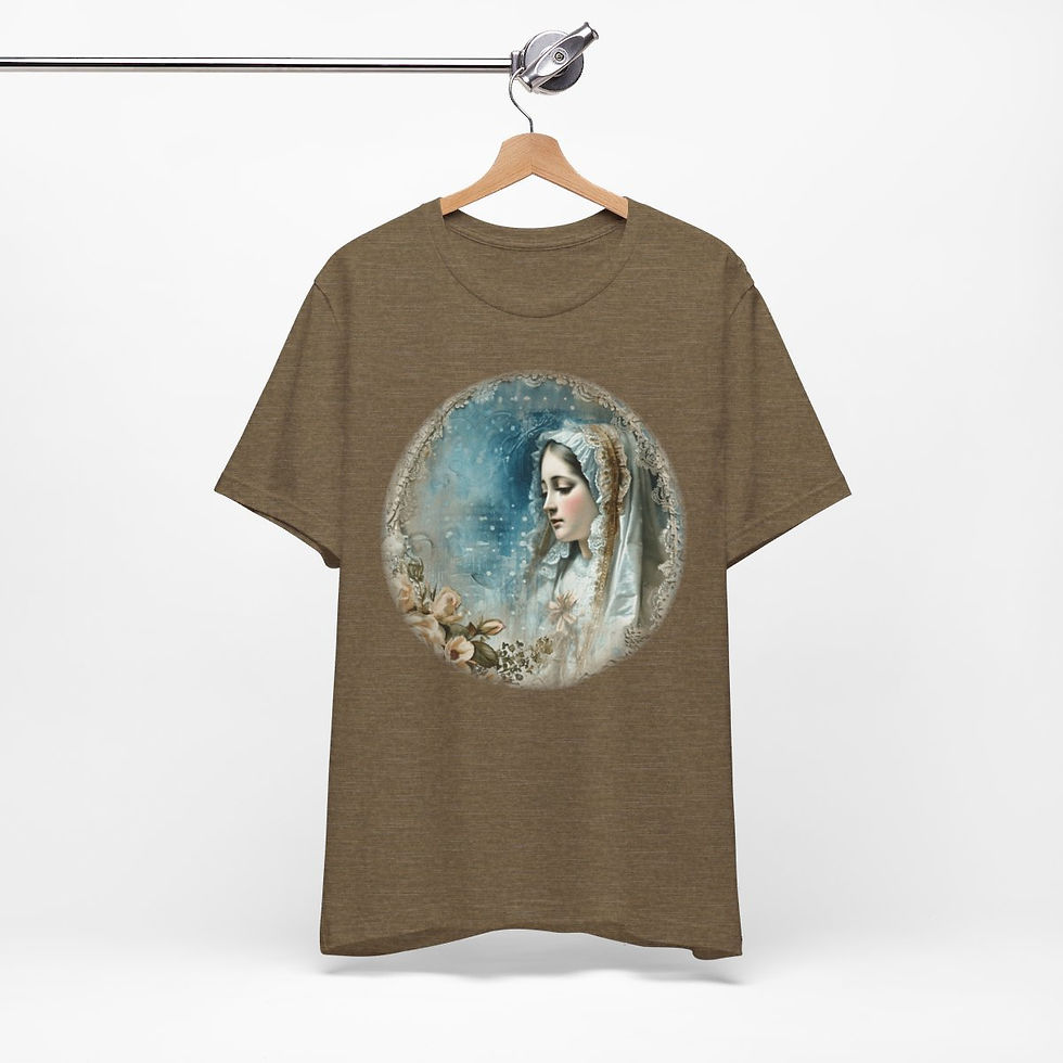 Thumbnail: Shabby Virgin Mary T-Shirt Ave Maria Religious Faith Art Tee Catholic Gifts