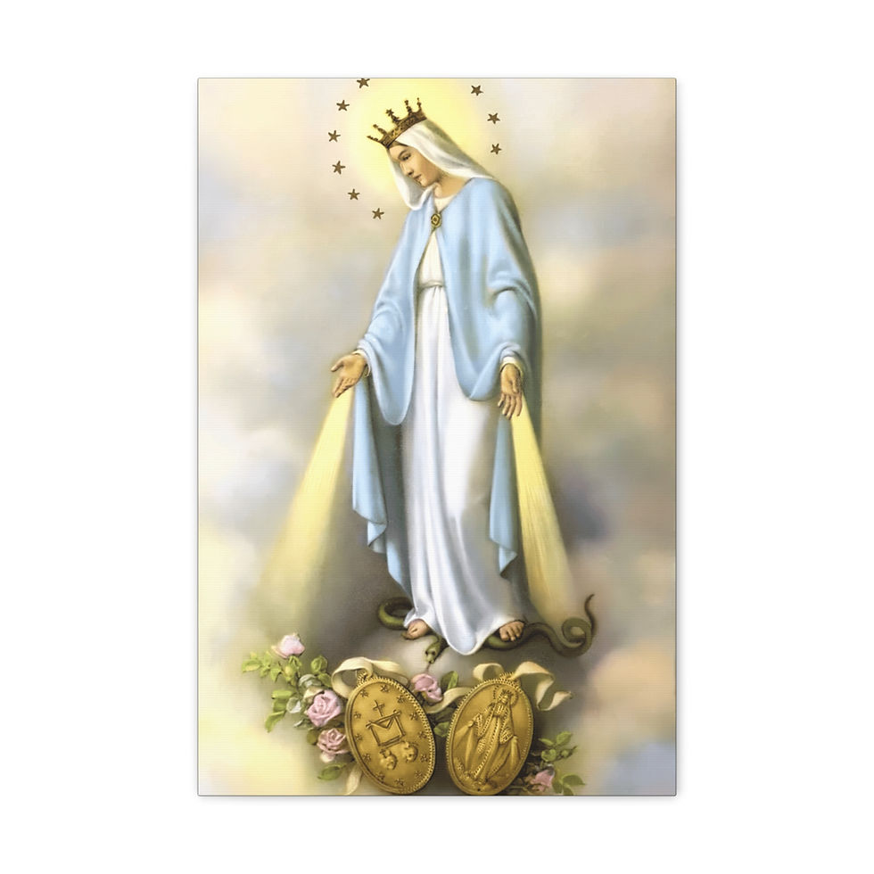 Thumbnail: Religious Canvas Art Virgin Mary Our Lady of Grace Miraculous Medal Giclee Print