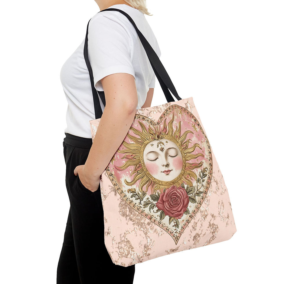 Thumbnail: Artistic Celestial Tote Bag Boho Sun Art Shabby Pink Trendy Expressive Gift