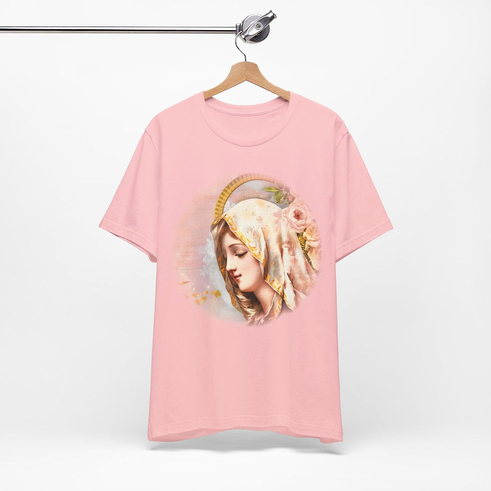 Thumbnail: Shabby Virgin Mary T-Shirt Ave Maria Religious Faith Art Tee Catholic Gifts