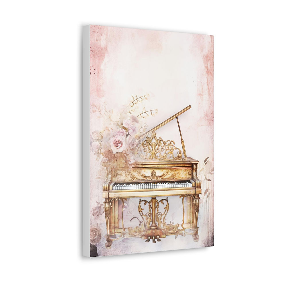 Thumbnail: Shabby Canvas Art Music Theme Piano Art Print Musical Instruments Home Decor 