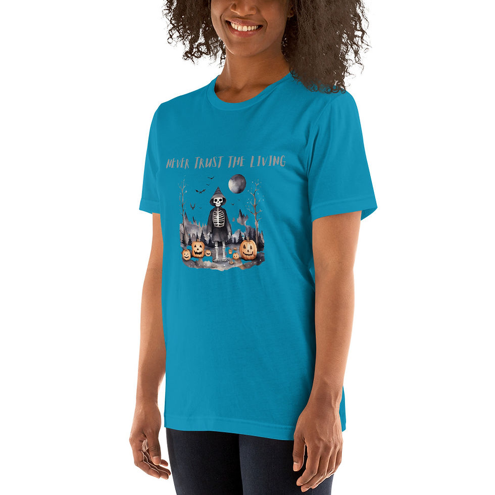 Thumbnail: Artistic T-shirt Never Trust the Living Halloween theme Unisex Tee