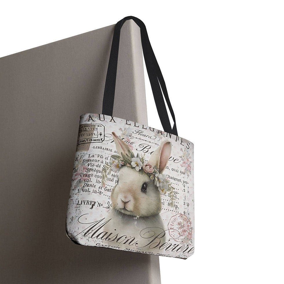 Thumbnail: Shabby French Tote Bag Vintage Bunny Rabbit Chic Artistic Trendy Gift 