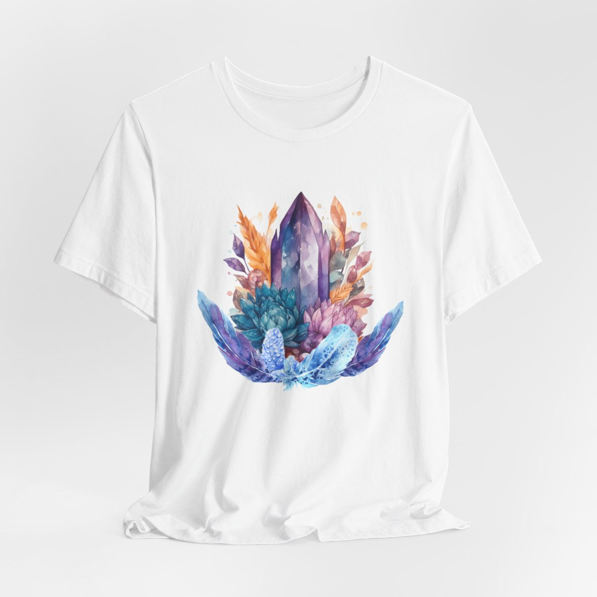 BOHO New Age T-Shirt Crystals Feathers Flowers Art Apparel Fun Metaphysical Gift