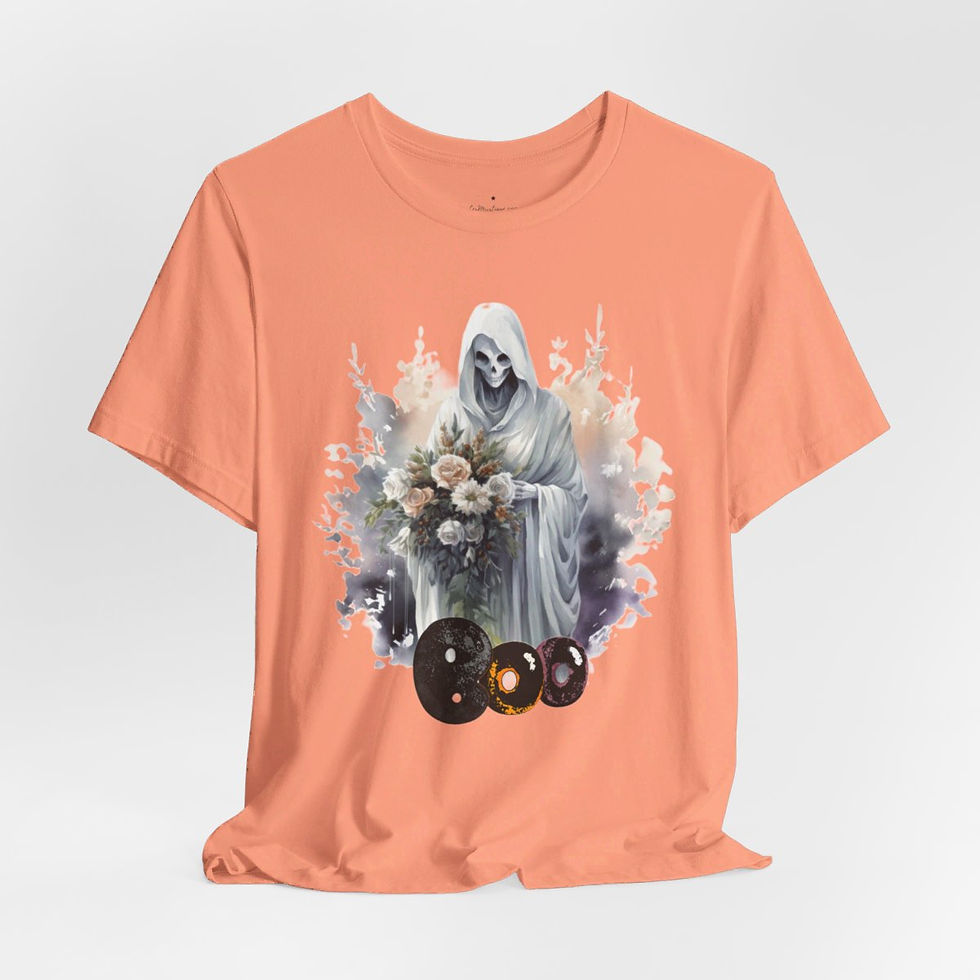 Thumbnail: Creepy Halloween T-Shirt Spooky Zombie Reaper Skeleton Art Tee Trendy Apparel