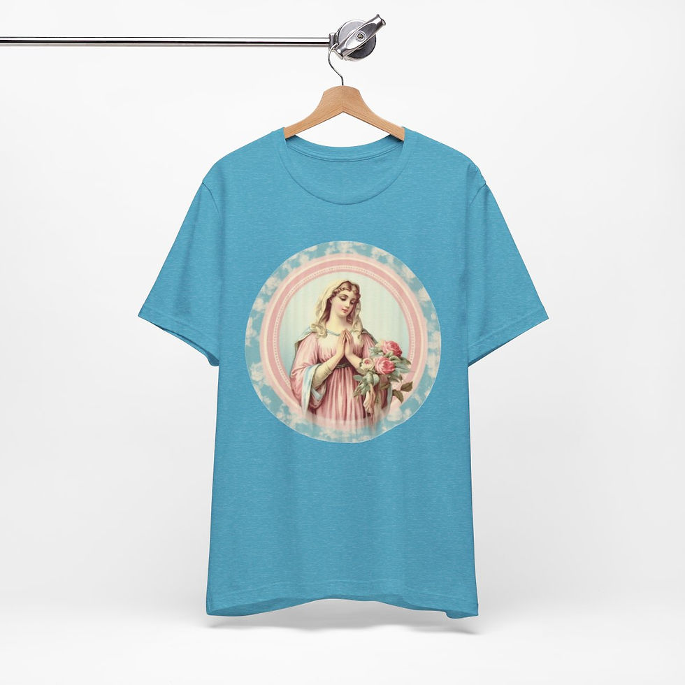 Thumbnail: Shabby Virgin Mary T-Shirt Religious Faith Pastel Art Tee Vintage Catholic Gifts