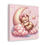 Thumbnail: Artistic Nursery Decor Canvas Art Sleepy Bear Crescent Moon Pink Canvas Print 