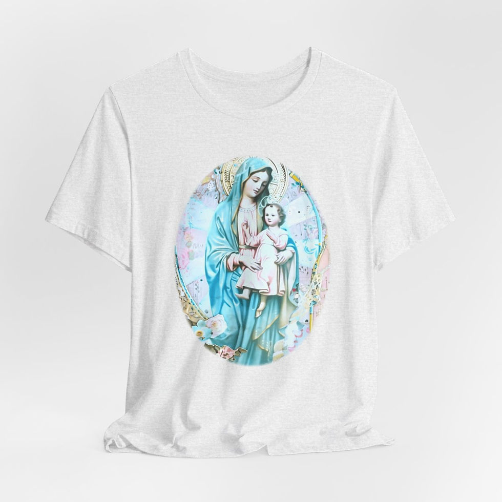 Thumbnail: Vintage Madonna & Child T-Shirt Shabby Virgin Mary Apparel Art Tee Catholic Gift