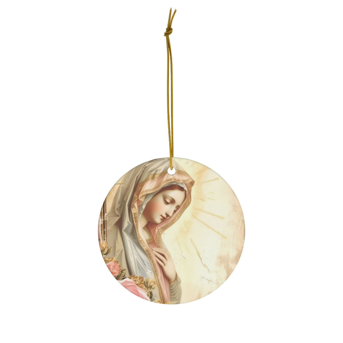 Shabby Virgin Mary Ornament Madonna Pink Cottage Christmas Decor Catholic Gifts