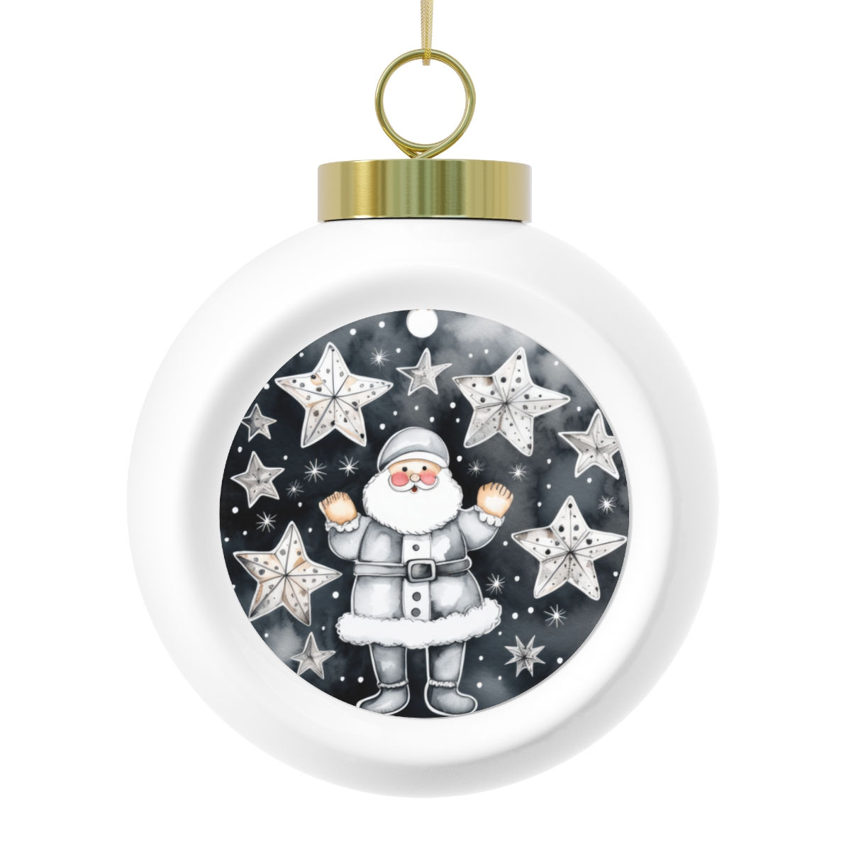 Black & White Christmas Ornament Starry Night Santa Art Ornament Trendy Decor