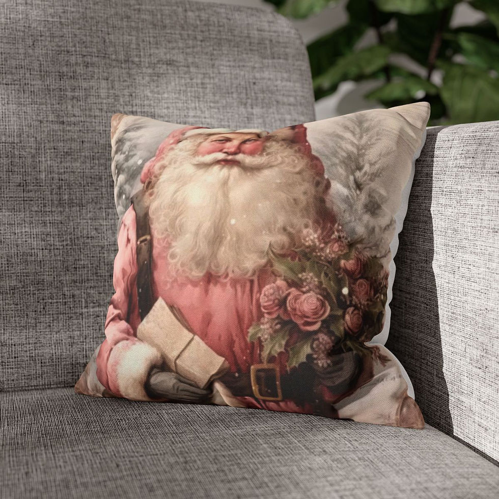 Thumbnail: Shabby Victorian Santa Christmas Throw Pillow Cover Holiday Home decorations