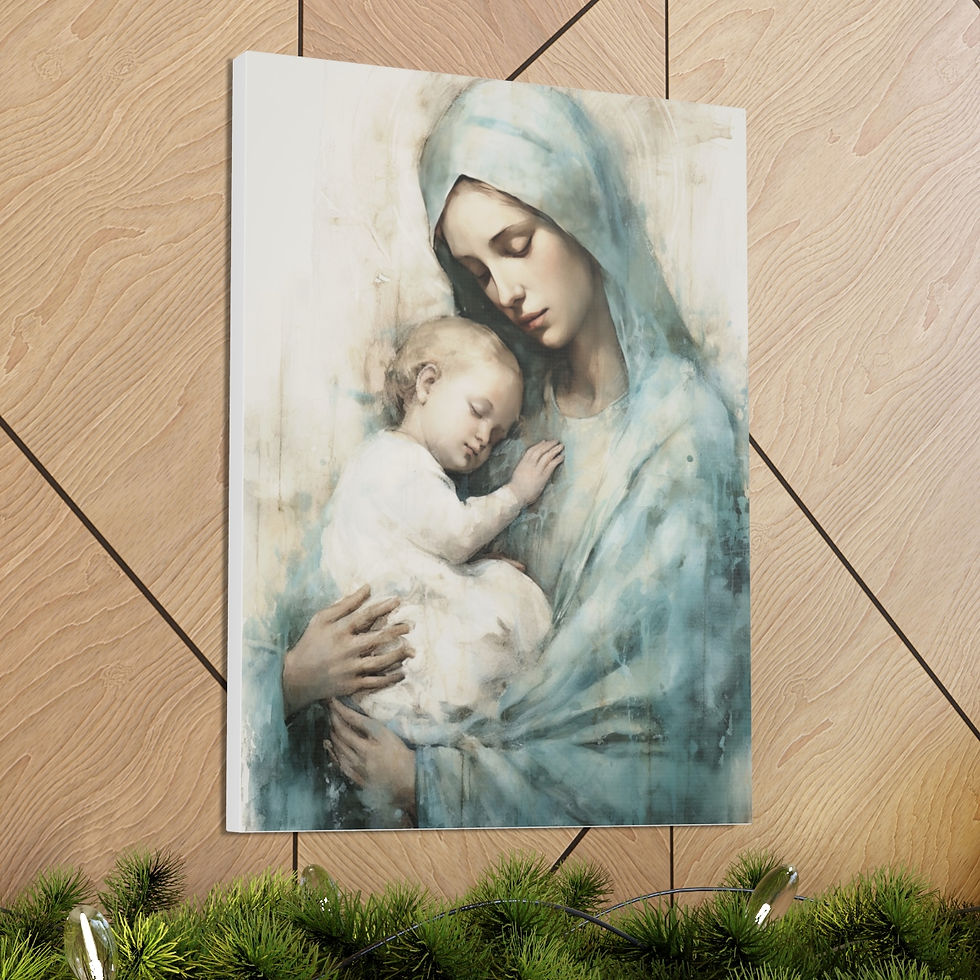 Thumbnail: Virgin Mary Canvas Art Madonna and Child Pastel French Country Religious Decor