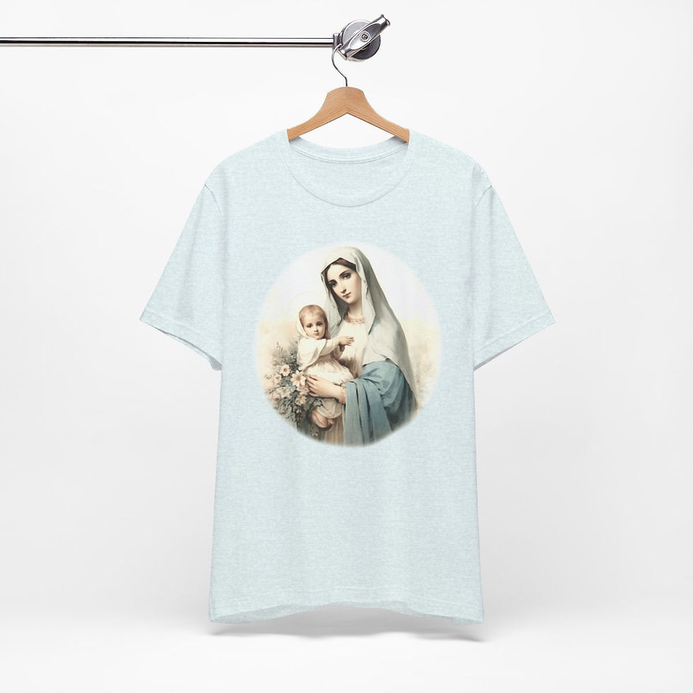 Thumbnail: Virgin Mary T-Shirt Madonna and Child Religious Faith Art Tee Catholic Gifts