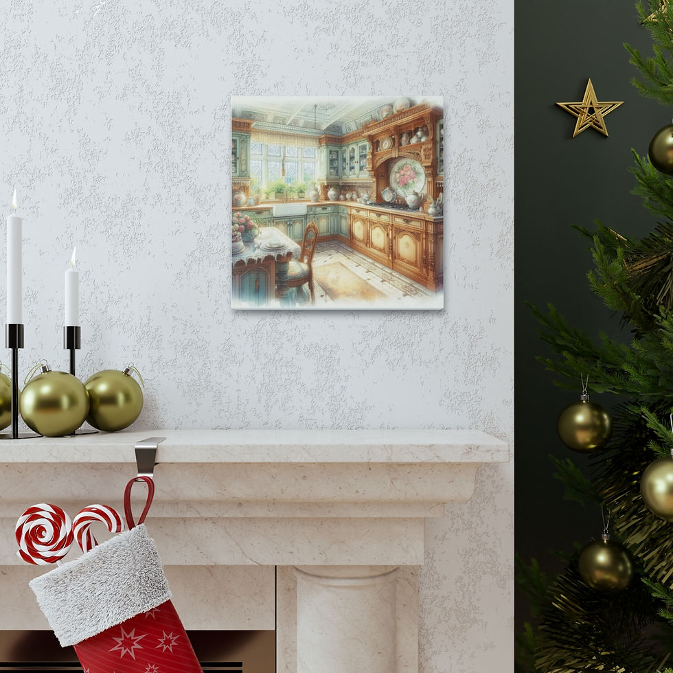 Thumbnail: Shabby French Country Kitchen Canvas Art Farmhouse Cottage Kitchen Watercolor