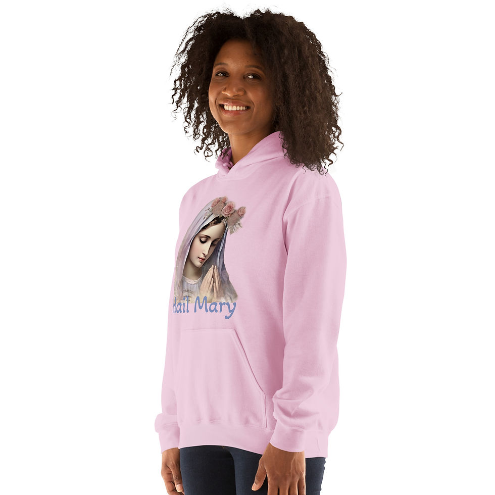 Thumbnail: Artistic Praying Virgin Mary Sweatshirt with Pockets, Catholic Hoodie, Hail Mary