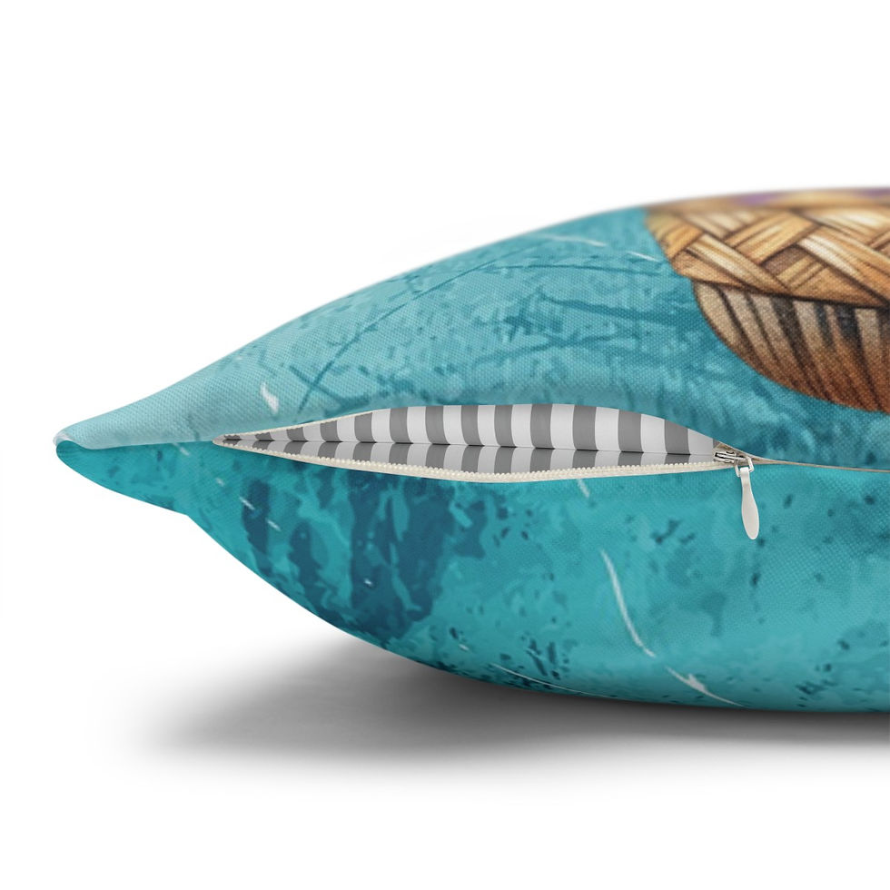 Thumbnail: Boho Chic Throw Pillow Cover Colorful Basket Feathers Turquoise Statement Decor