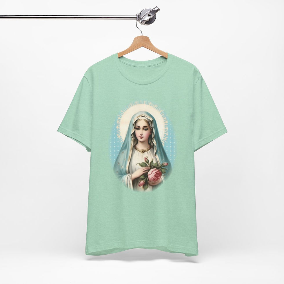 Thumbnail: Virgin Mary T-Shirt Shabby French Madonna Ave Maria Art Tee Catholic Faith Gifts