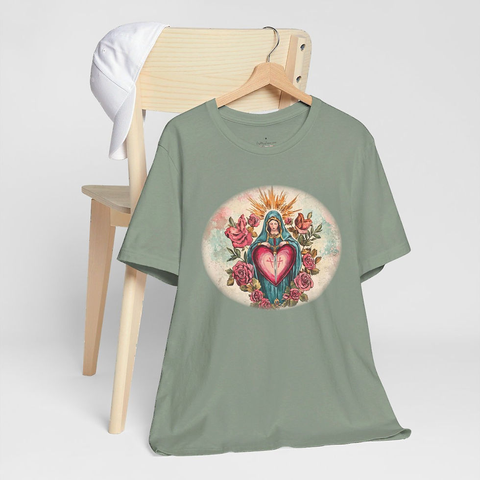 Thumbnail: Virgin Mary T-Shirt Shabby Mother Mary Immaculate Heart Catholic Art Tee