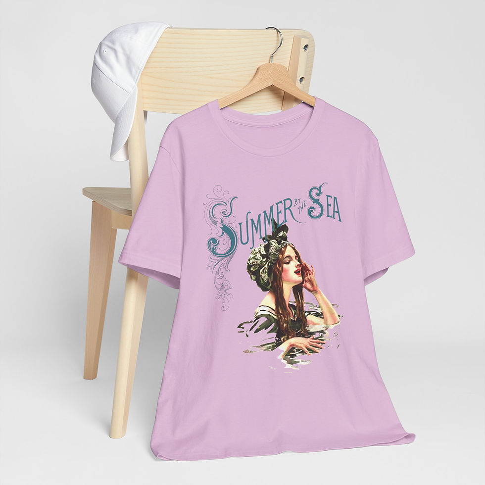 Thumbnail: Art T-Shirt Vintage Harrison Fisher Victorian Lady Summer by Sea Artistic Tee