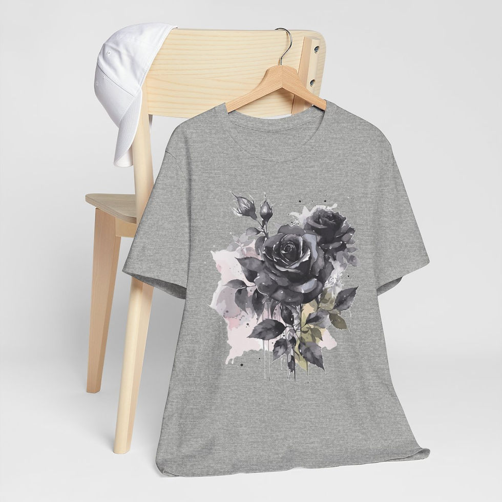 Thumbnail: Black Roses T-Shirt Gothic Tee Wearable Art Artistic Witchy Apparel