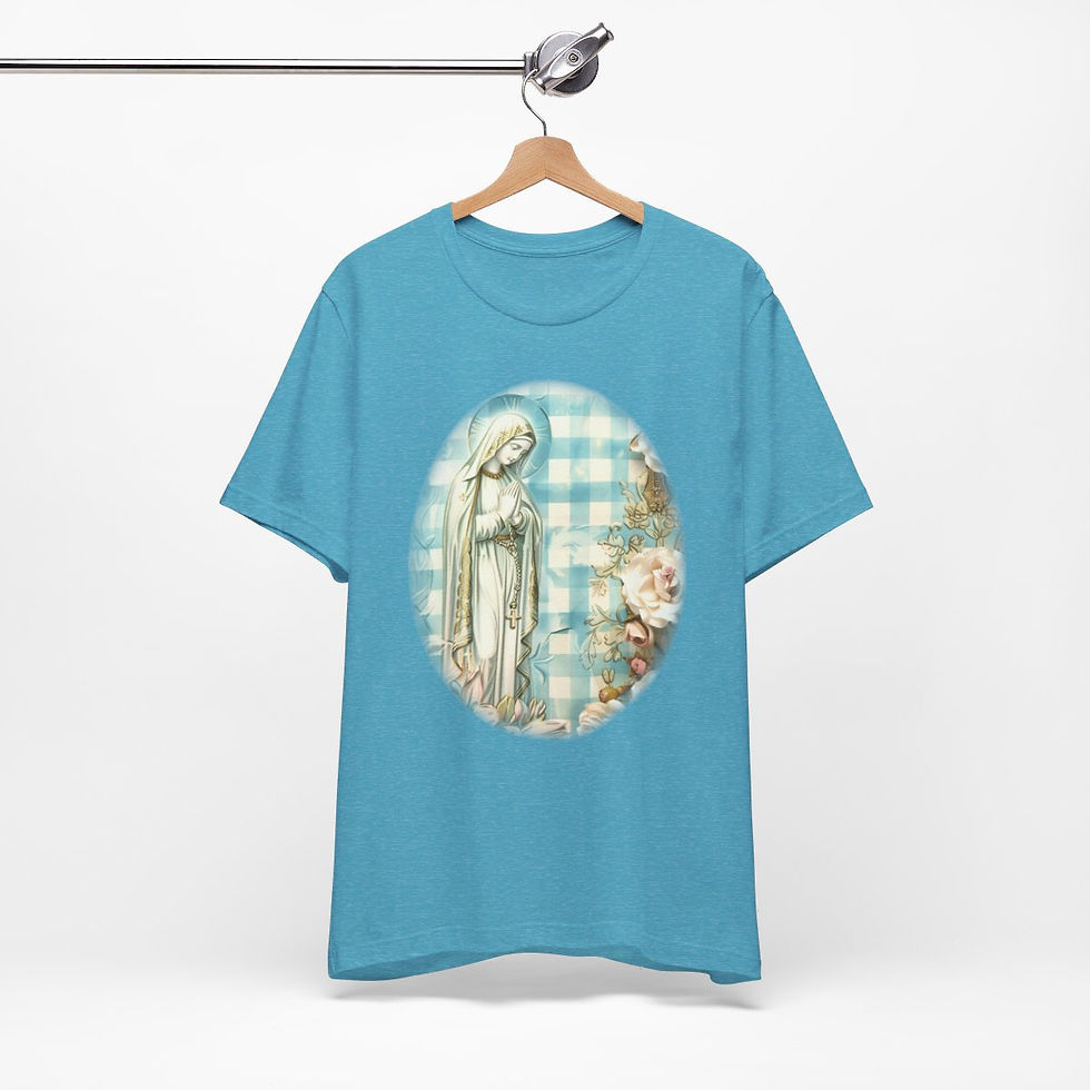 Thumbnail: Shabby Virgin Mary T-Shirt Ave Maria Religious Faith Art Tee Catholic Gifts