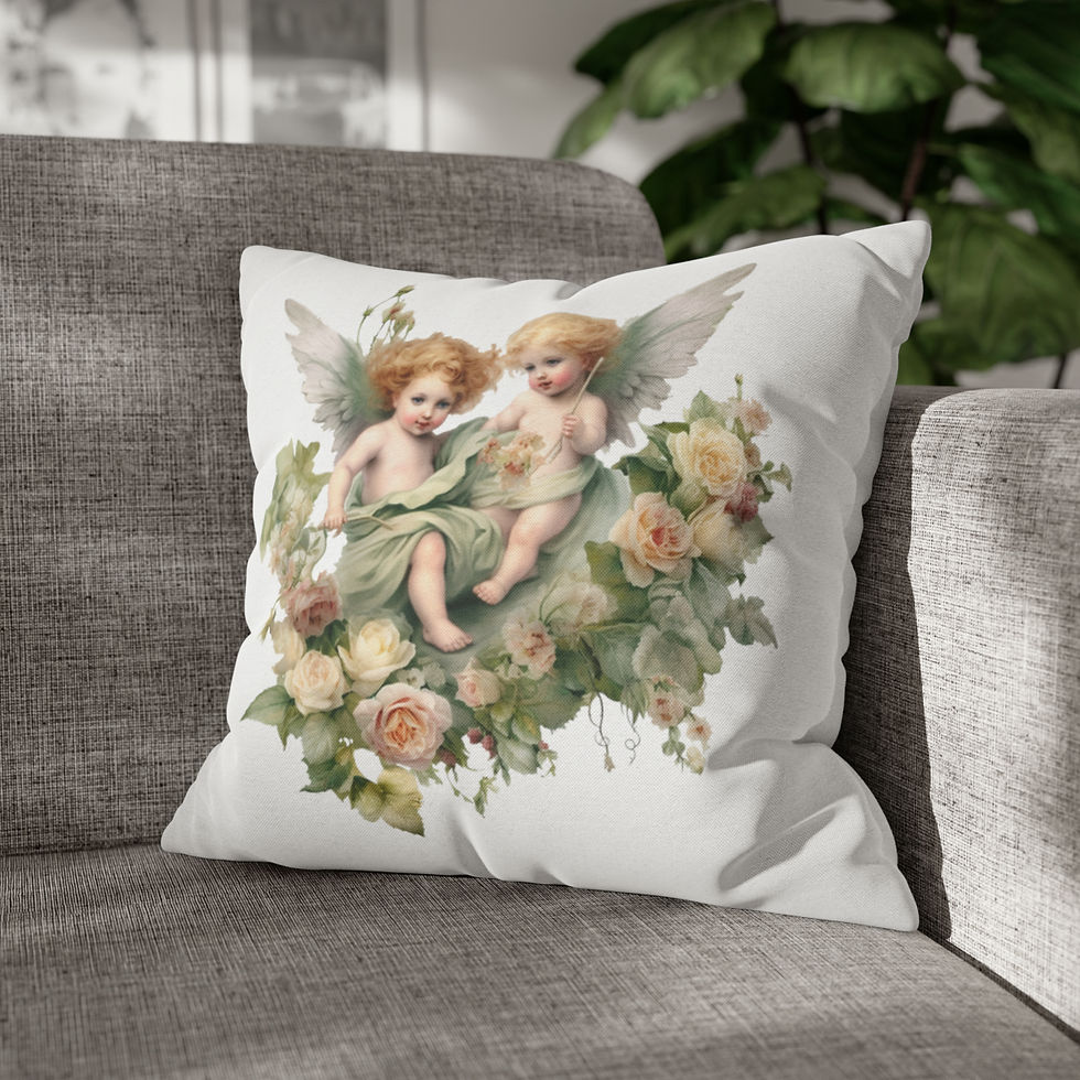 Thumbnail: Shabby Chic Cherub Art Throw Pillow cover Vintage Victorian Angel Art Home Decor