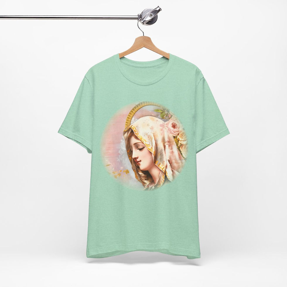 Thumbnail: Shabby Virgin Mary T-Shirt Ave Maria Religious Faith Art Tee Catholic Gifts