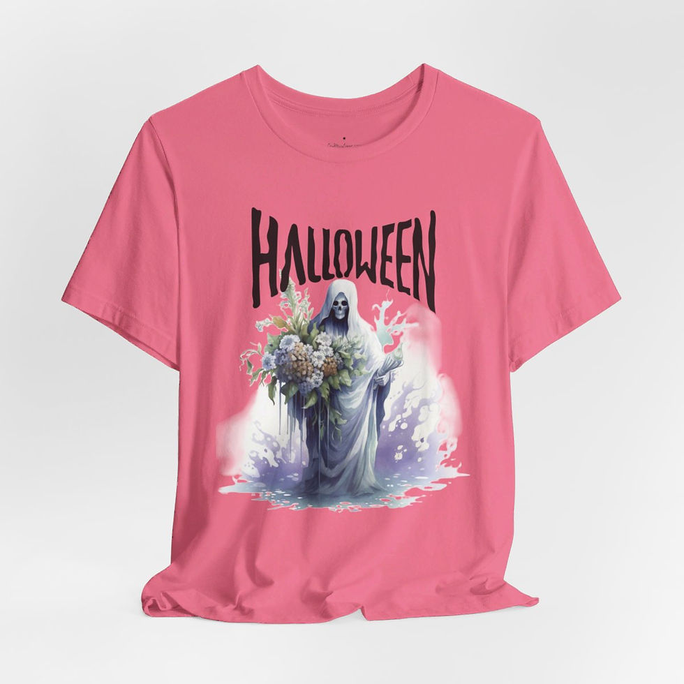 Thumbnail: Creepy Halloween T-Shirt Spooky Zombie Reaper Skeleton Art Tee Trendy Apparel