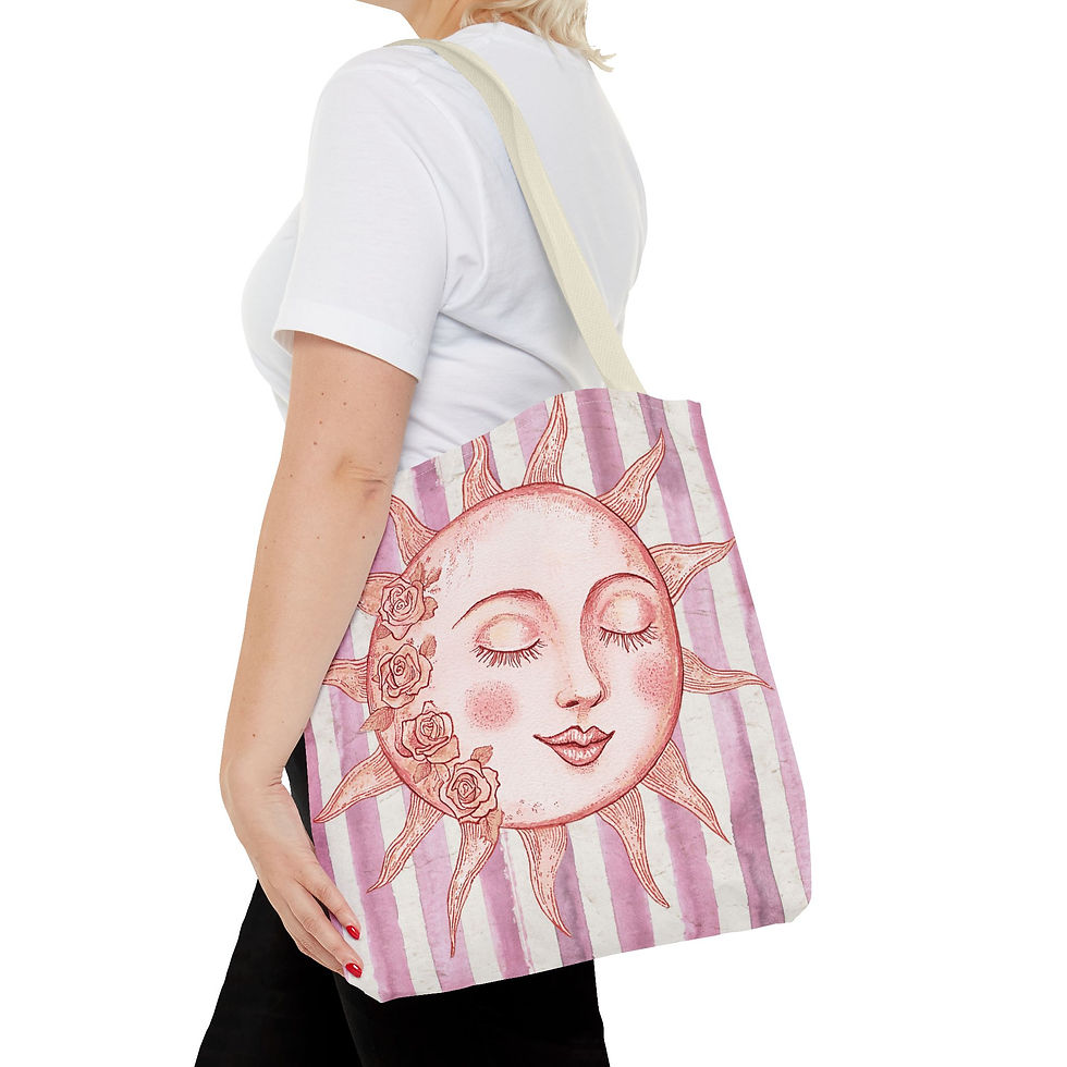 Thumbnail: Artistic Celestial Tote Bag Boho Sun Art Shabby Pink Trendy Expressive Gift