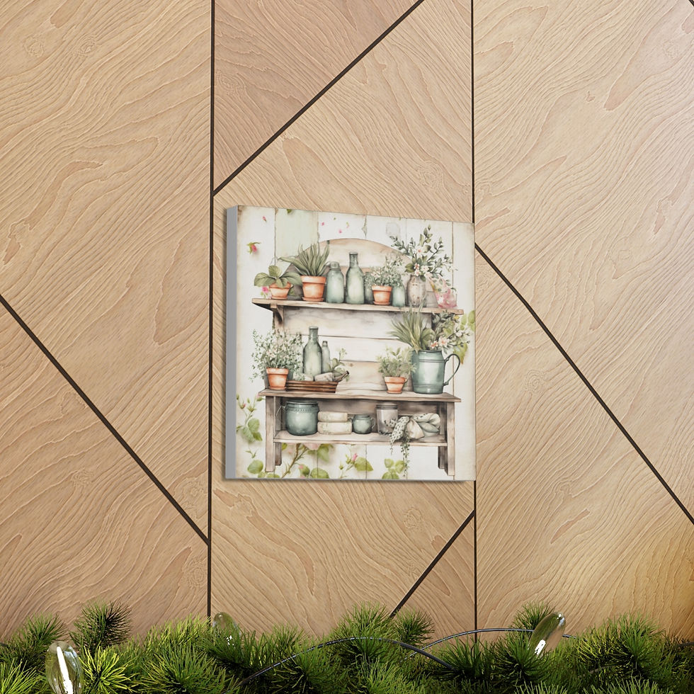 Thumbnail: Vintage Shabby Kitchen Canvas Art French Farmhouse Gardening Cottage Wall decor
