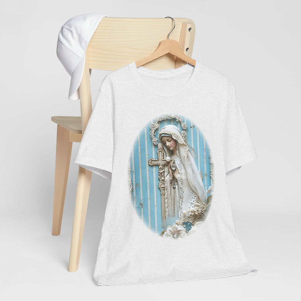 Thumbnail: Shabby Virgin Mary T-Shirt Ave Maria Religious Faith Art Tee Catholic Gifts