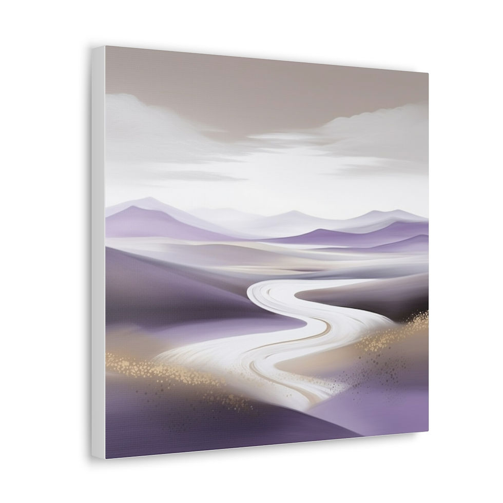 Thumbnail: Winding Mountain Road Canvas Art Lavender Modern Watercolor Artistic Decor 