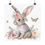 Thumbnail: Shabby Spring Art Print Rabbit Butterfly Floral Cottage Farmhouse Decor