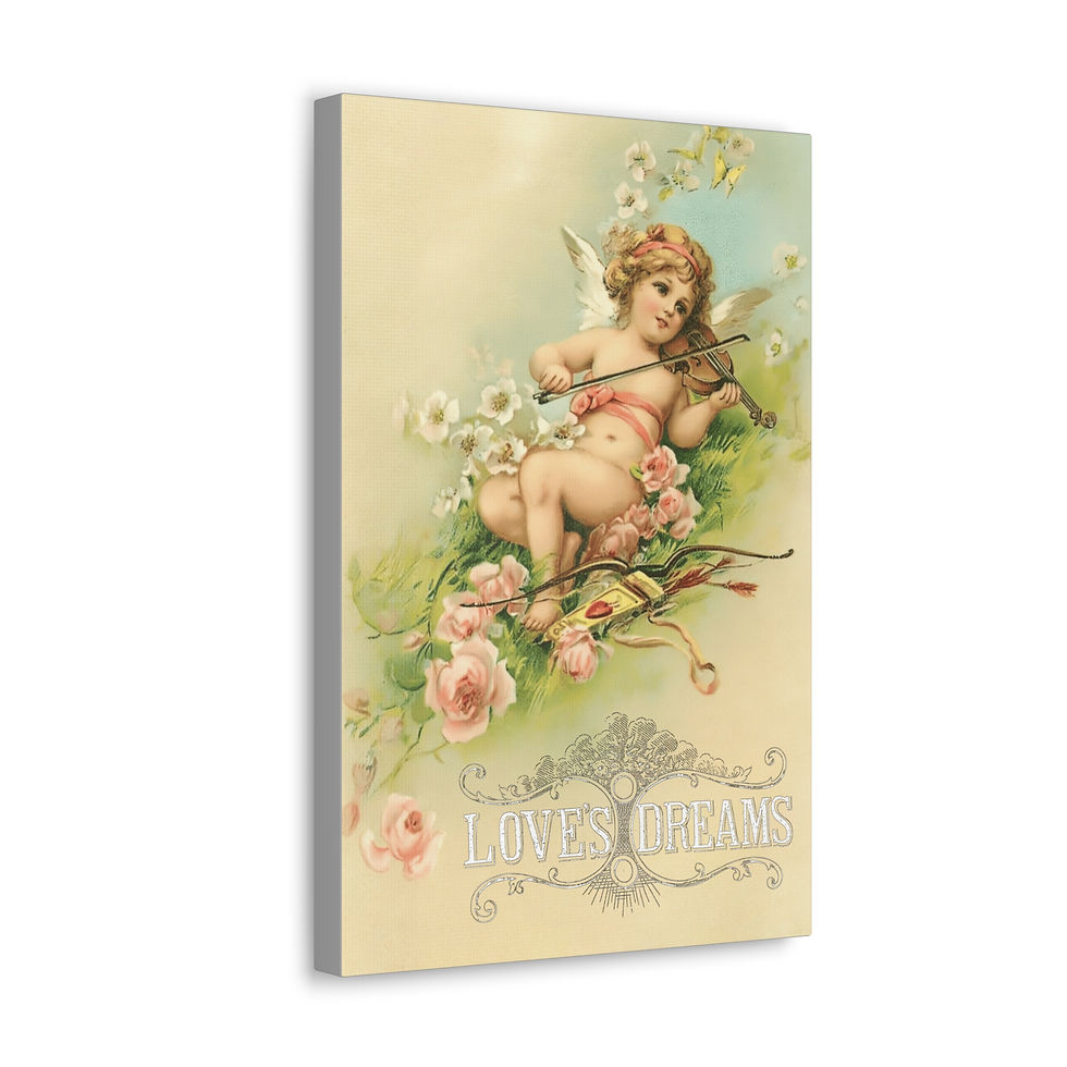 Thumbnail: Shabby Cherub Art Canvas Loves Dreams French Country Angel Pink Roses Wall decor