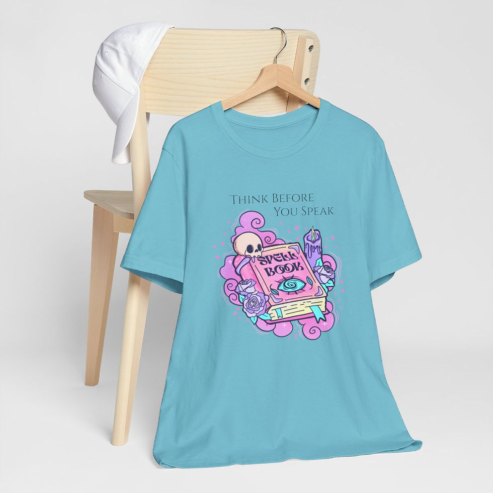 Thumbnail: Witchy T-Shirt Think Before You Speak Spell Book Trendy Art Apparel Fun Gifts