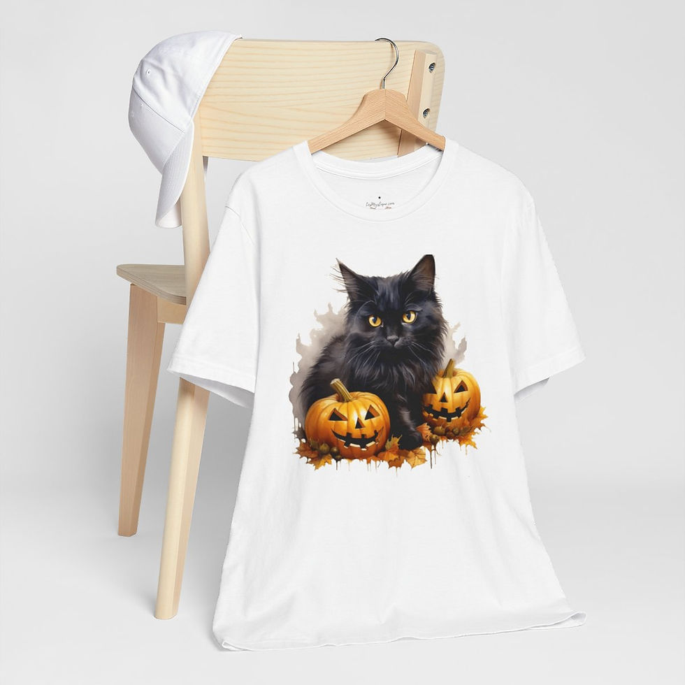 Thumbnail: Black Cat T-Shirt Halloween Pumpkins Fall Apparel Trendy Artistic Gifts