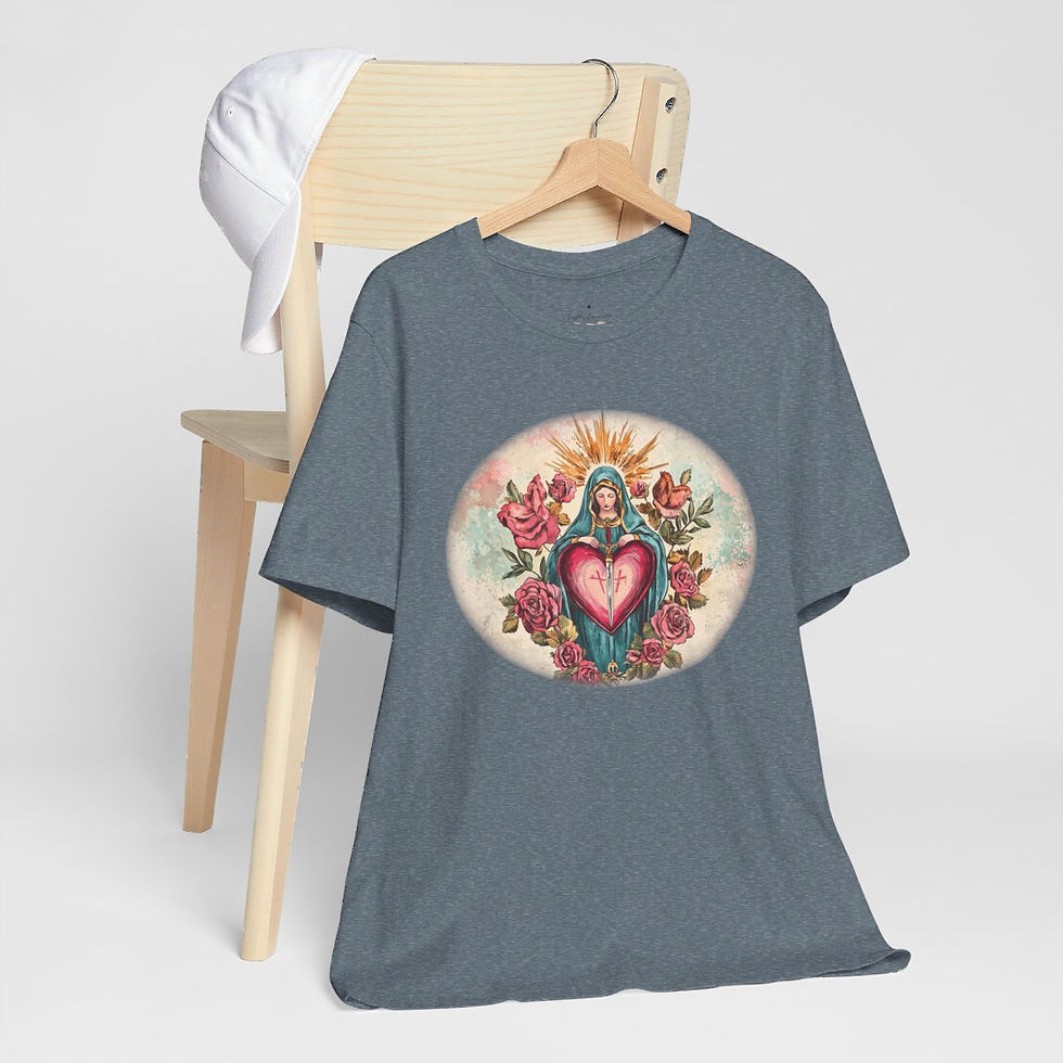 Thumbnail: Virgin Mary T-Shirt Shabby Mother Mary Immaculate Heart Catholic Art Tee