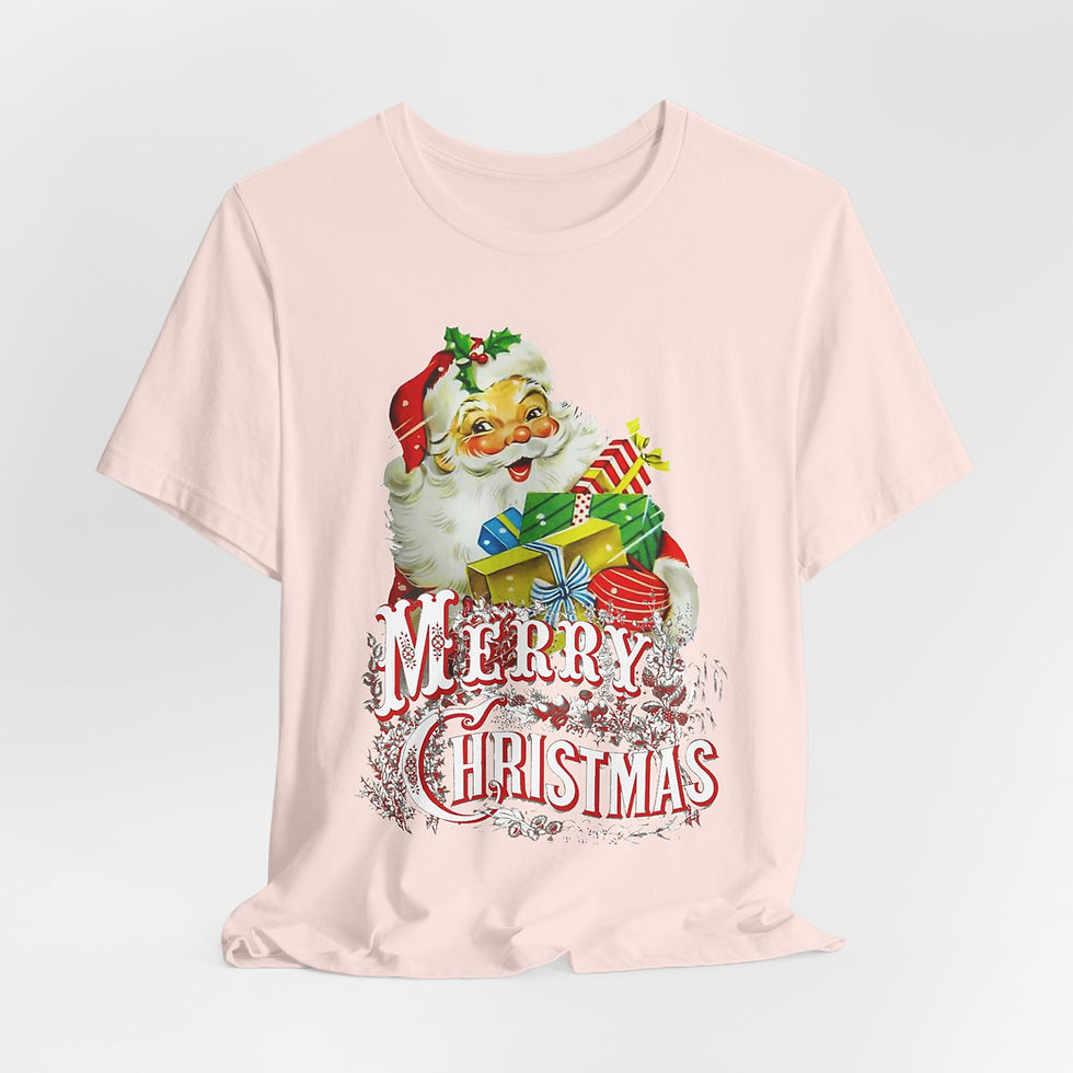 Thumbnail: Retro Santa Claus T-Shirt Merry Christmas Vintage Art Tee Holiday Apparel
