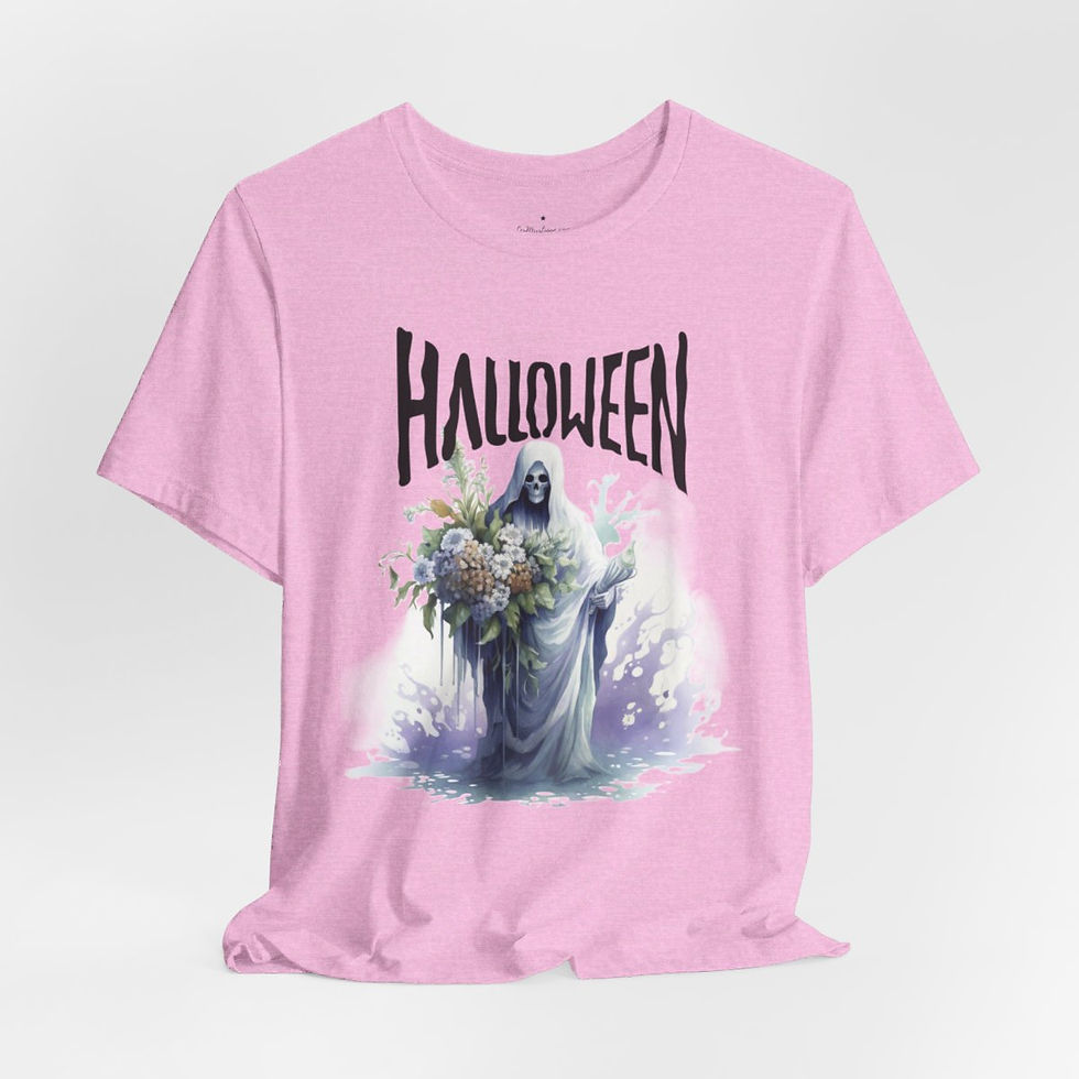 Thumbnail: Creepy Halloween T-Shirt Spooky Zombie Reaper Skeleton Art Tee Trendy Apparel