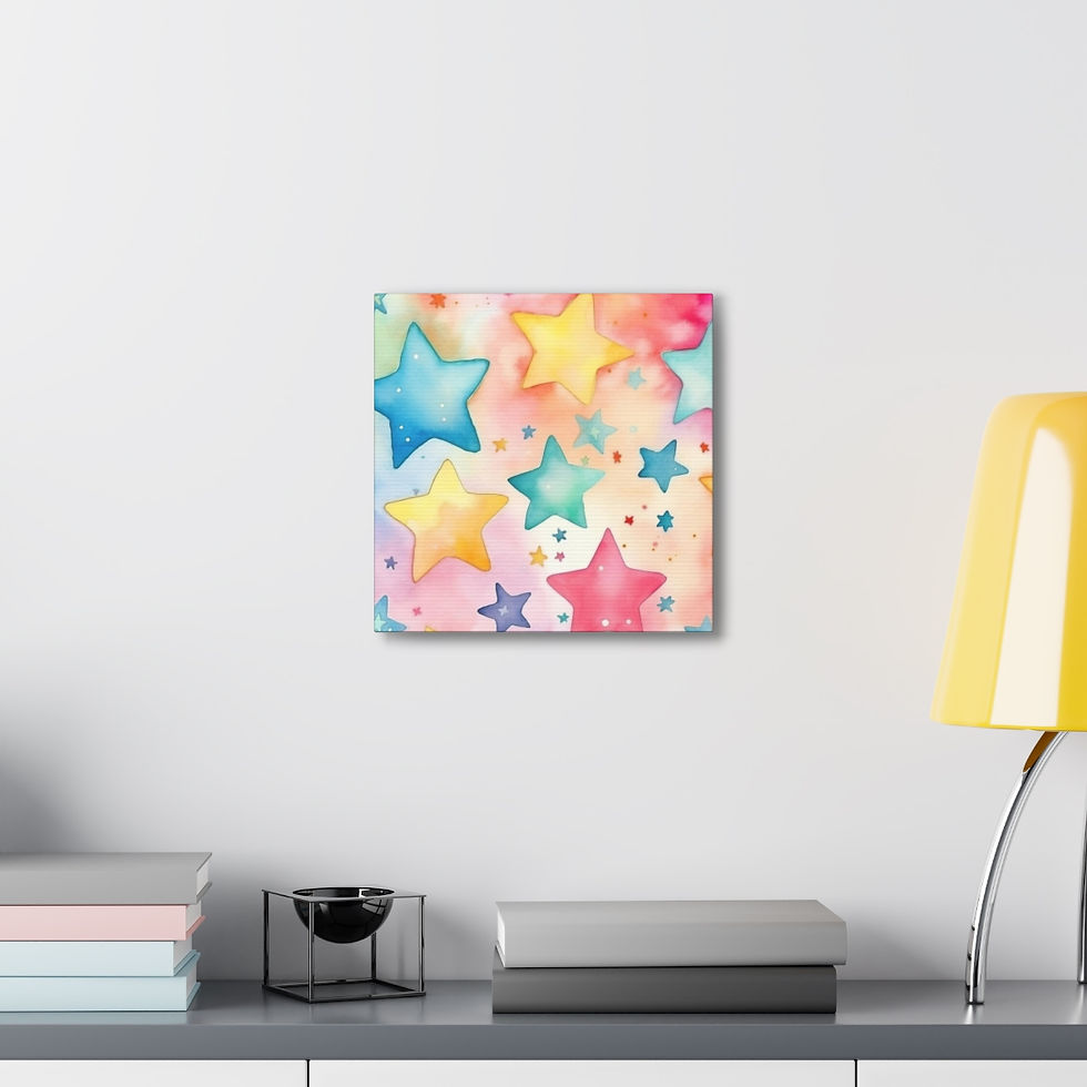 Thumbnail: Artistic Nursery Decor Canvas Art Watercolor Stars Colorful Starry Sky Print 
