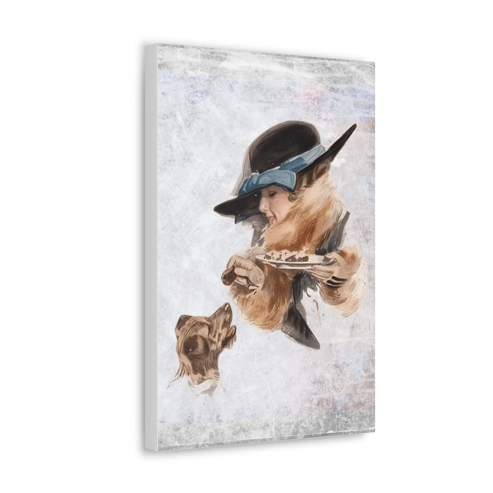 Thumbnail: Vintage Canvas Art Print Harrison Fisher Jack Russell Dog and Woman Home Decor 