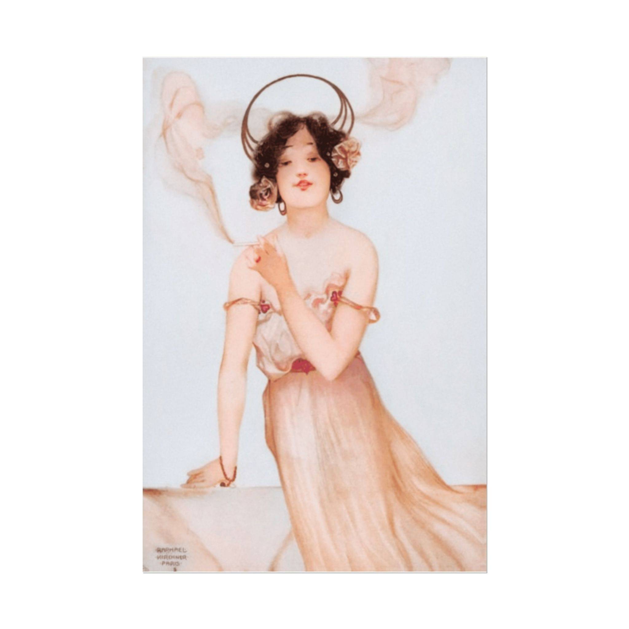 Raphael Kirchner Watercolor Print Antique Art Nouveau Woman Vintage French Decor