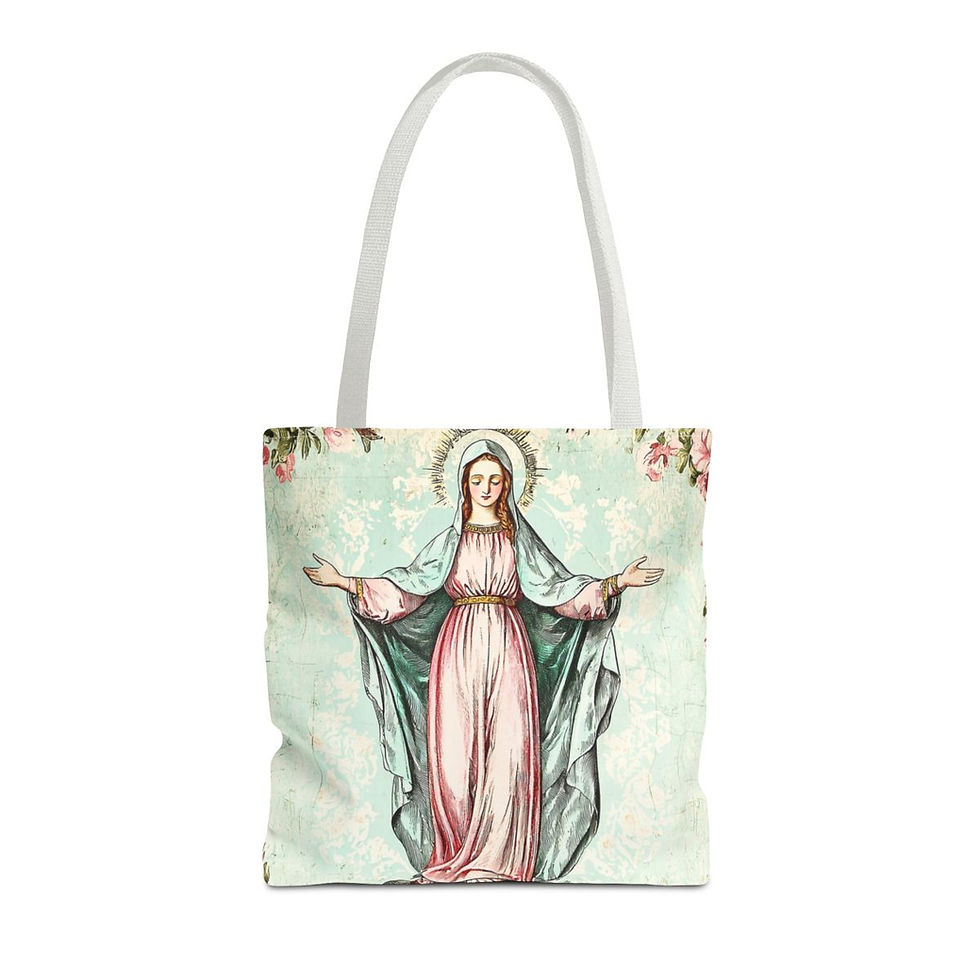 Thumbnail: Shabby Religious Artistic Tote Bag Vintage Virgin Mary Peaceful Catholic Gift