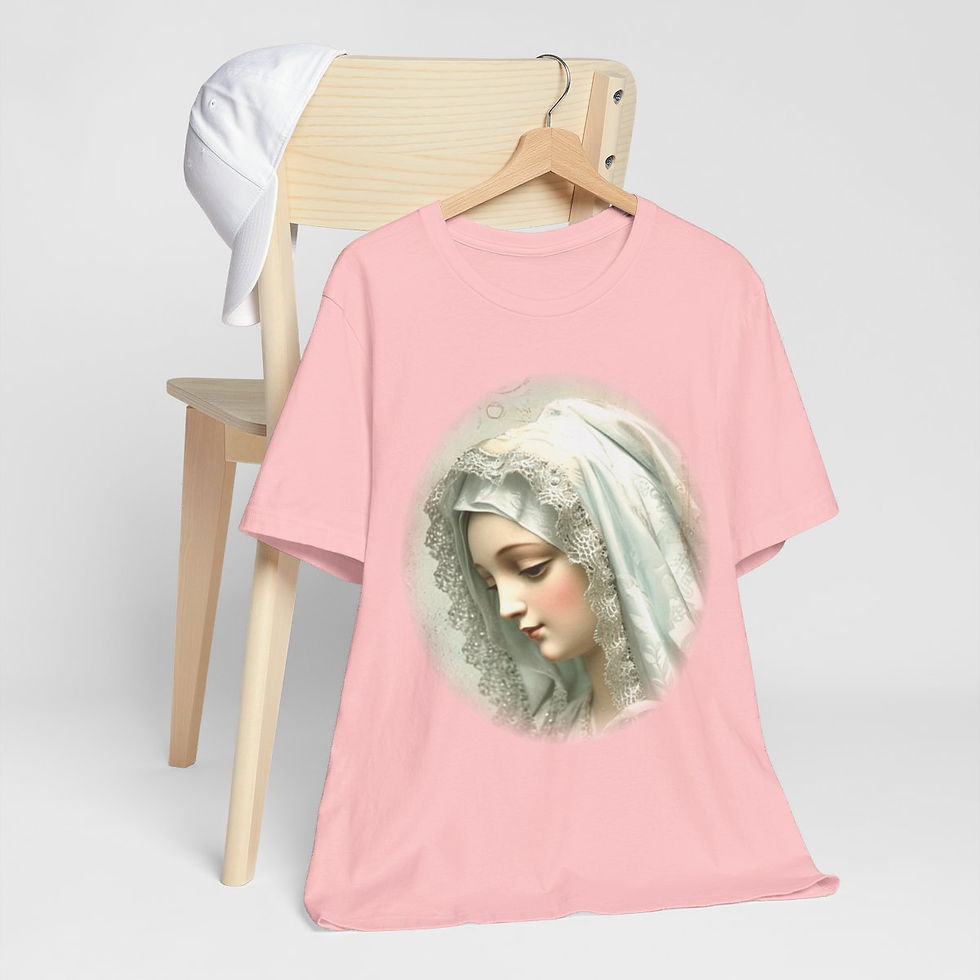 Thumbnail: Shabby Virgin Mary T-Shirt Ave Maria Religious Faith Art Tee Catholic Gifts