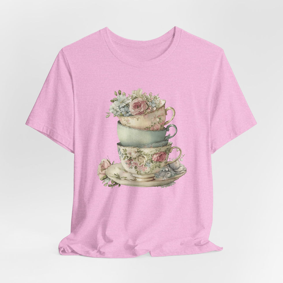 Thumbnail: Artistic T-Shirt Shabby Teacups Tea Lover Gift Victorian Statement Art Apparel