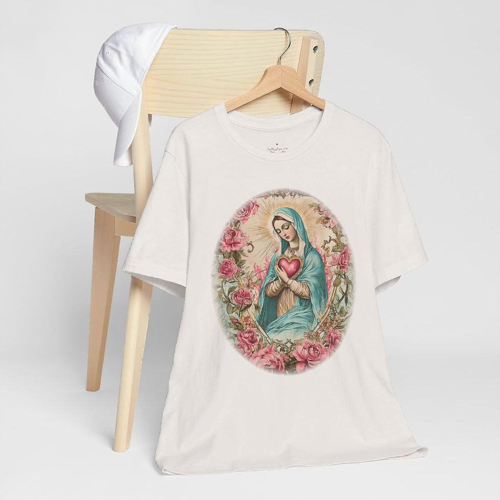 Thumbnail: Virgin Mary T-Shirt Shabby Mother Mary Immaculate Heart Catholic Art Tee