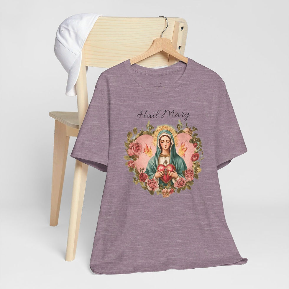 Thumbnail: Virgin Mary T-Shirt Shabby Mother Mary Ave Maria Hail Mary Catholic Art Tee