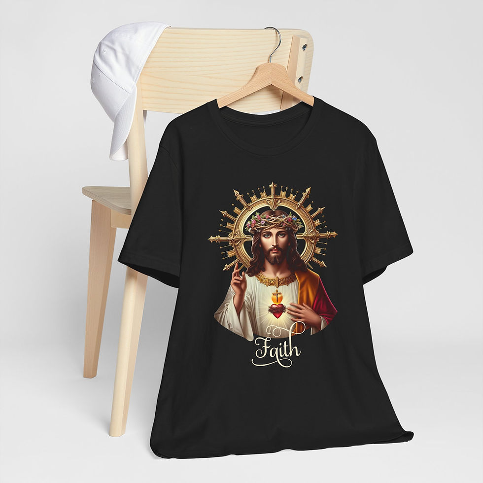 Thumbnail: Artistic T-Shirt Sacred Heart Jesus Crown of Thorns Religious Tee Catholic Faith