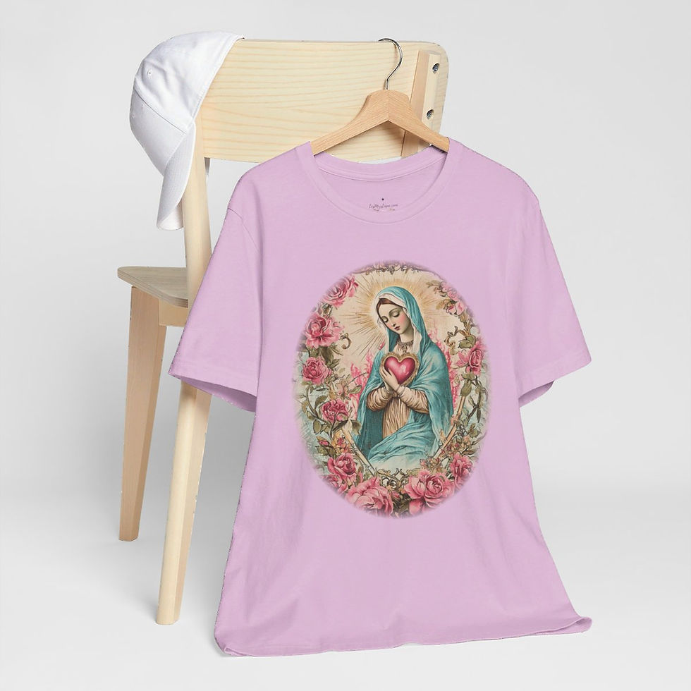 Thumbnail: Virgin Mary T-Shirt Shabby Mother Mary Immaculate Heart Catholic Art Tee